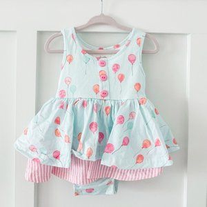 Sweethoney bubble romper one piece Size 18 M NWOT pastel balloons pink stripes